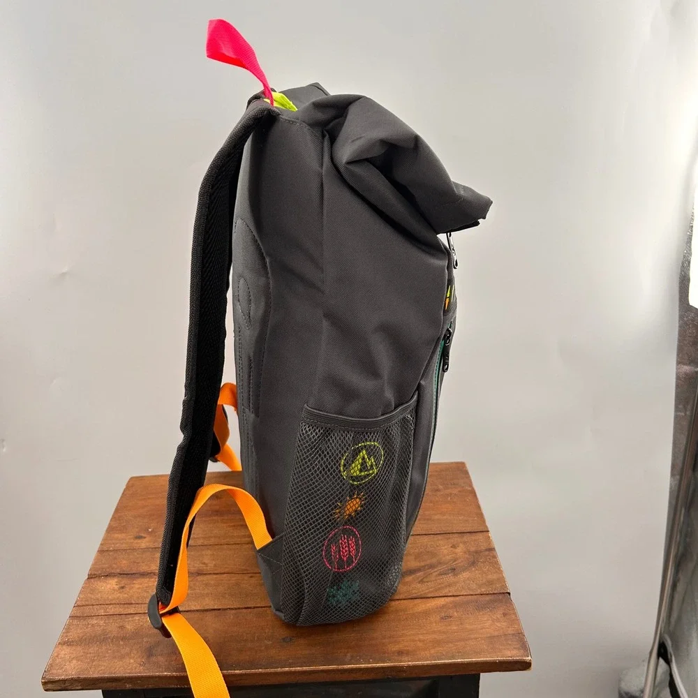 New Balance FLCC Roll Top Backpack Grey Neon Pink Green Orange Laptop Bag